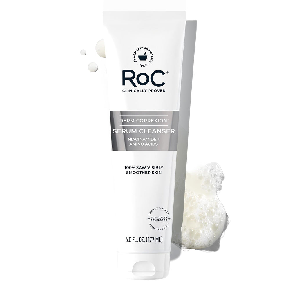 Buy now RoC Retinol Correxion Deep Wrinkle Serum Facial Cleanser with Niacinamide for Anti-Aging & Fine Lines, Makeup Remover, Ophthalmologist Tested Skin Care, 6 oz at indiglob india