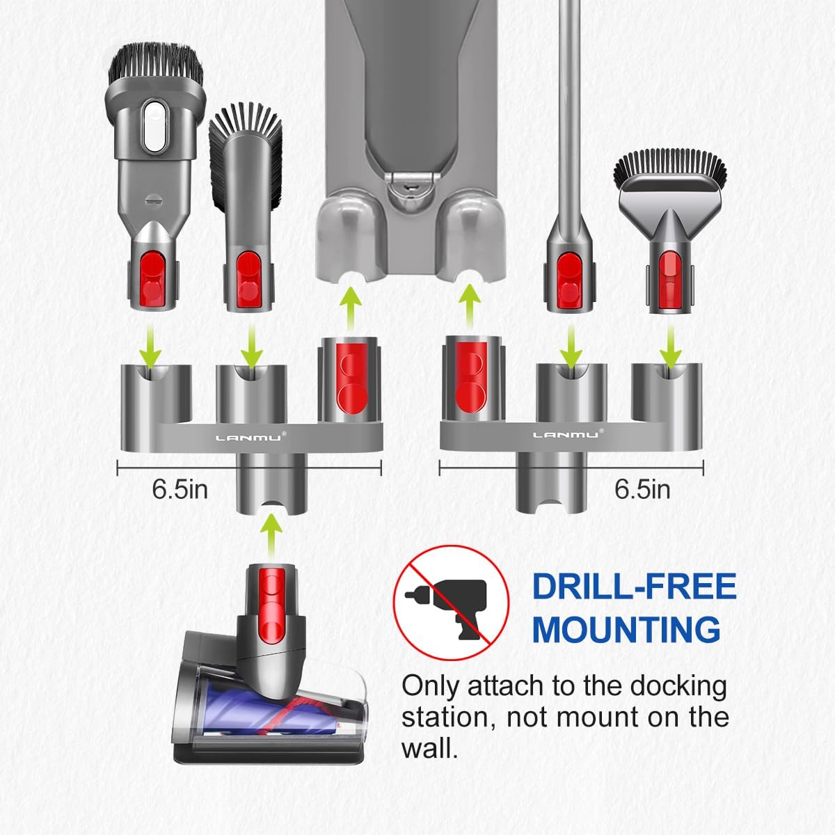 Buy now LANMU Accessory Holder Compatible with Dyson V15 V12 V11 V10 V8 V7 Outsize Gen5 G5 Cordless Stick Vacuum, No-Drilling Docking Station Attachments Organizer Accessories Storage Rack at indiglob india