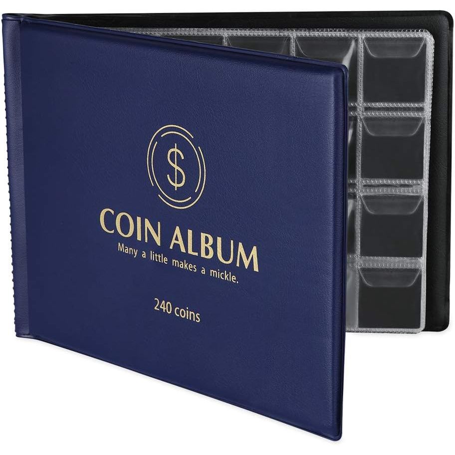 Buy now MUDOR Coin Collection Holder Album for Collectors, 240 Pockets Coin Collection Book Office Supplies Blue at indiglob india