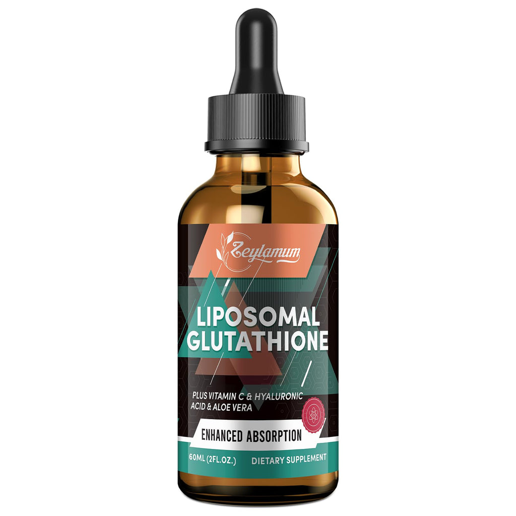 2000MG Liposomal Glutathione Liquid Drops, Ultra High Absorption, Natural Detoxification, Immune System & Skin Support*, L-Glutathione, Vitamin C & Hyaluronic Acid, Capsules Alternative, 2.02 OZ