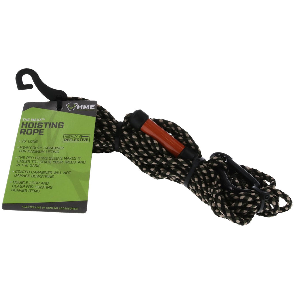 HME Maxx Hoist Rope (25 FT) - Reliable Sturdy Adjustable Easy-to-Install Hunting Gear Lift System with Highly Reflective Band