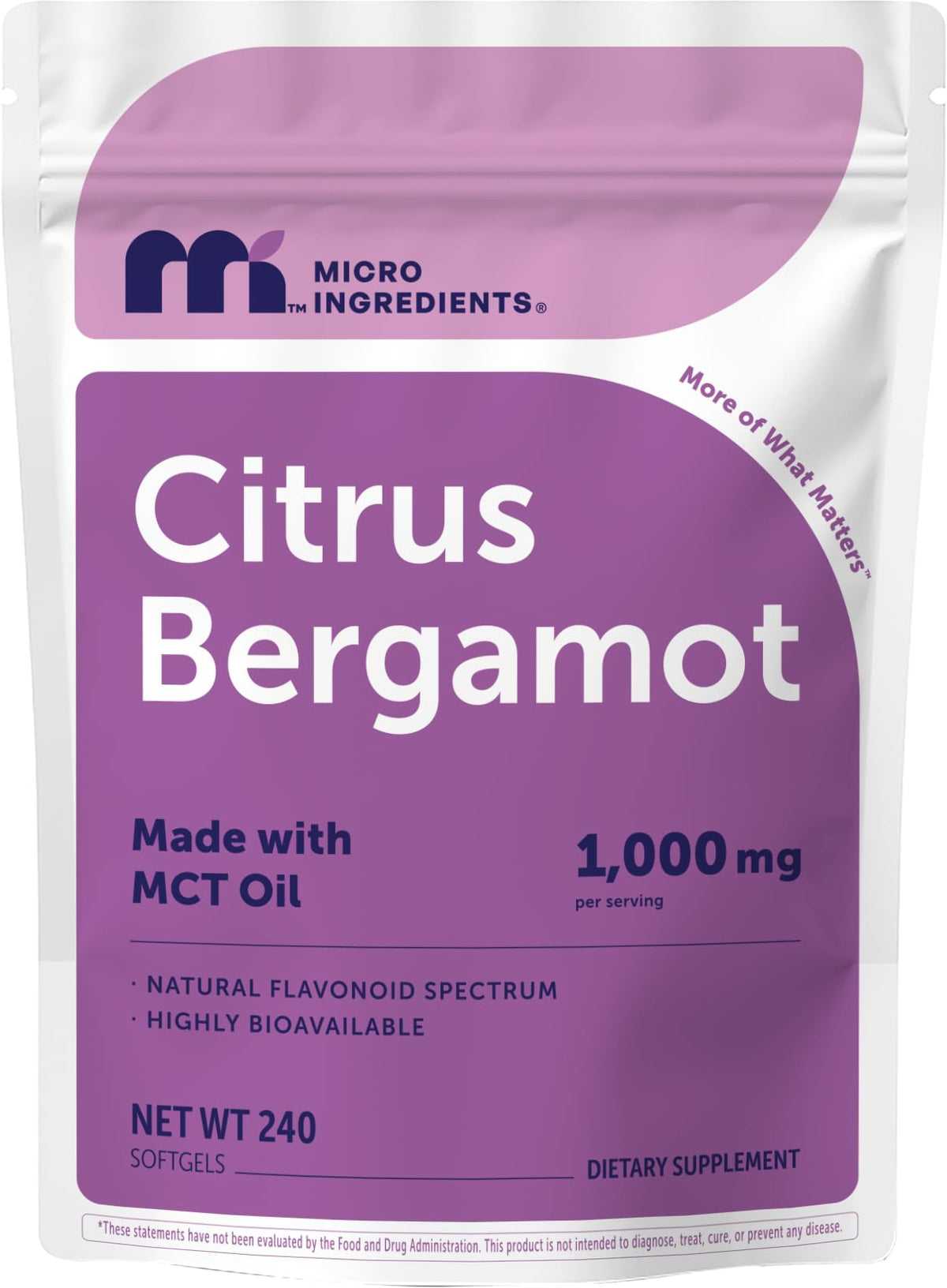 Citrus Bergamot Supplement 1000mg for Men & Women, 240 Softgels