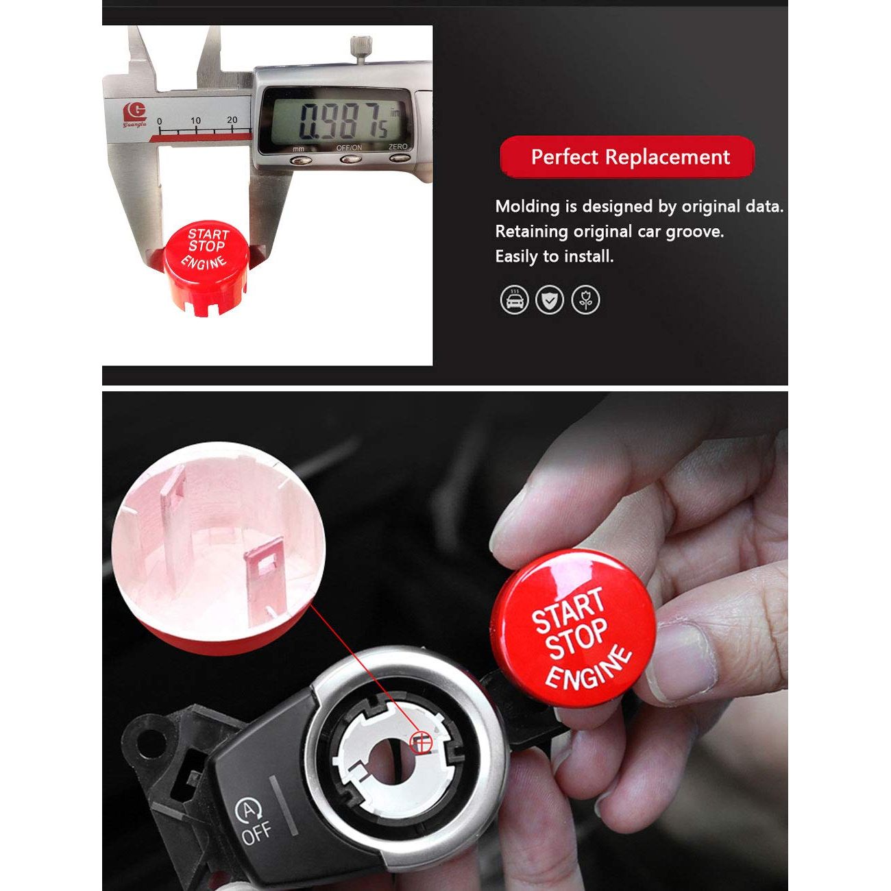 Buy now Jaronx Sports Red Start Stop Engine Switch Button Compatible with BMW,Power Ignition Start Stop Button Replacement(Compatible with BMW 1 2 3 4 5 6 7 X1 X3 X4 X5 X6/F30 F10 F01 F15 G01 G30 G31 G11 G12) at indiglob india