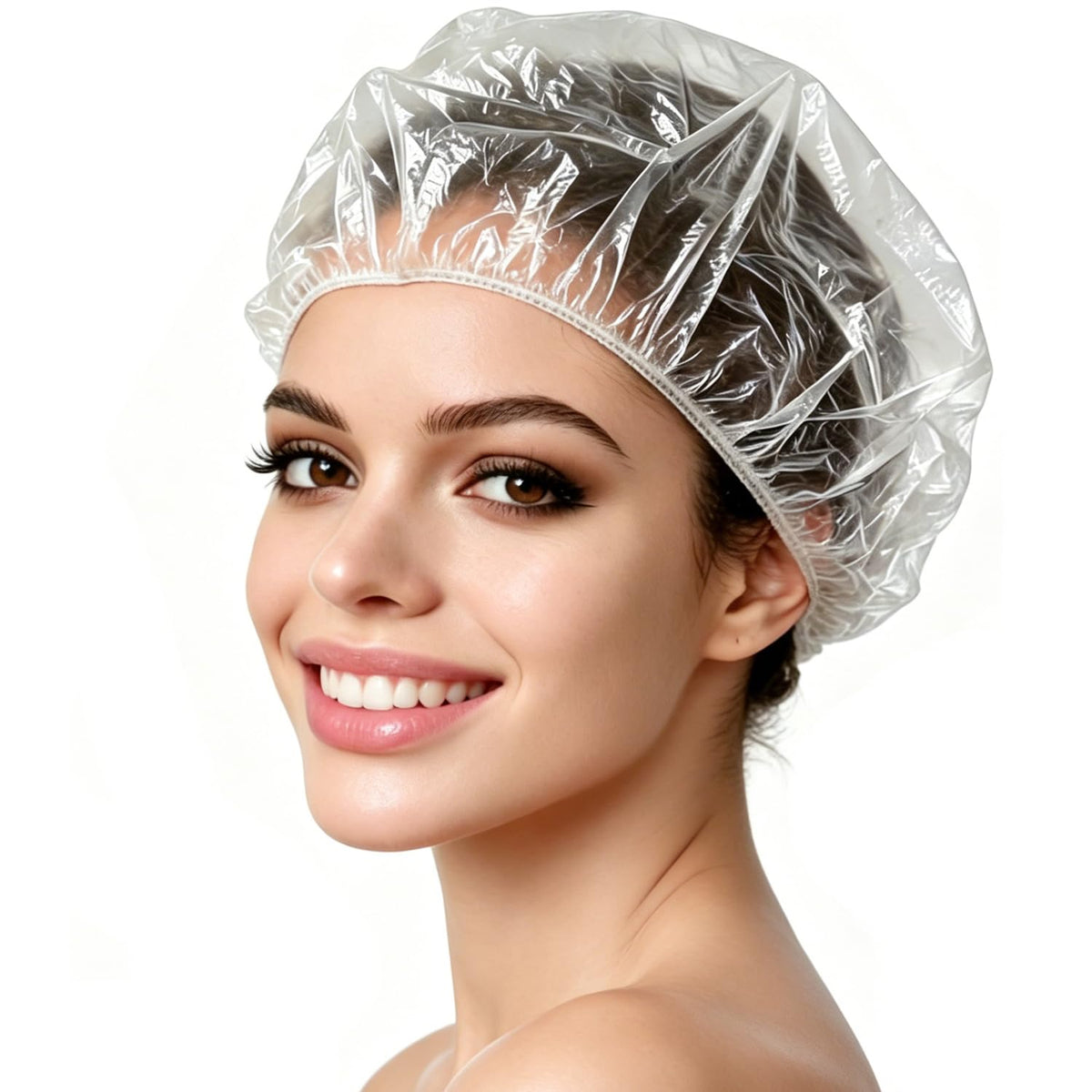 Disposable Shower Caps, 120pcs 20.5Inch Clear Thick Waterproof Plastic Hair Caps, Extra Large Elastic Bath Caps for Women Men, Hair Treatment, Home Spa Hotel Salon Travel Essentials Accessories