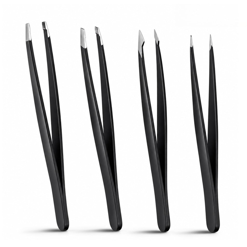 4Pcs Tweezers Set, for Facial Hair Eyebrows and Eyelashes