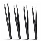 4Pcs Tweezers Set, for Facial Hair Eyebrows and Eyelashes