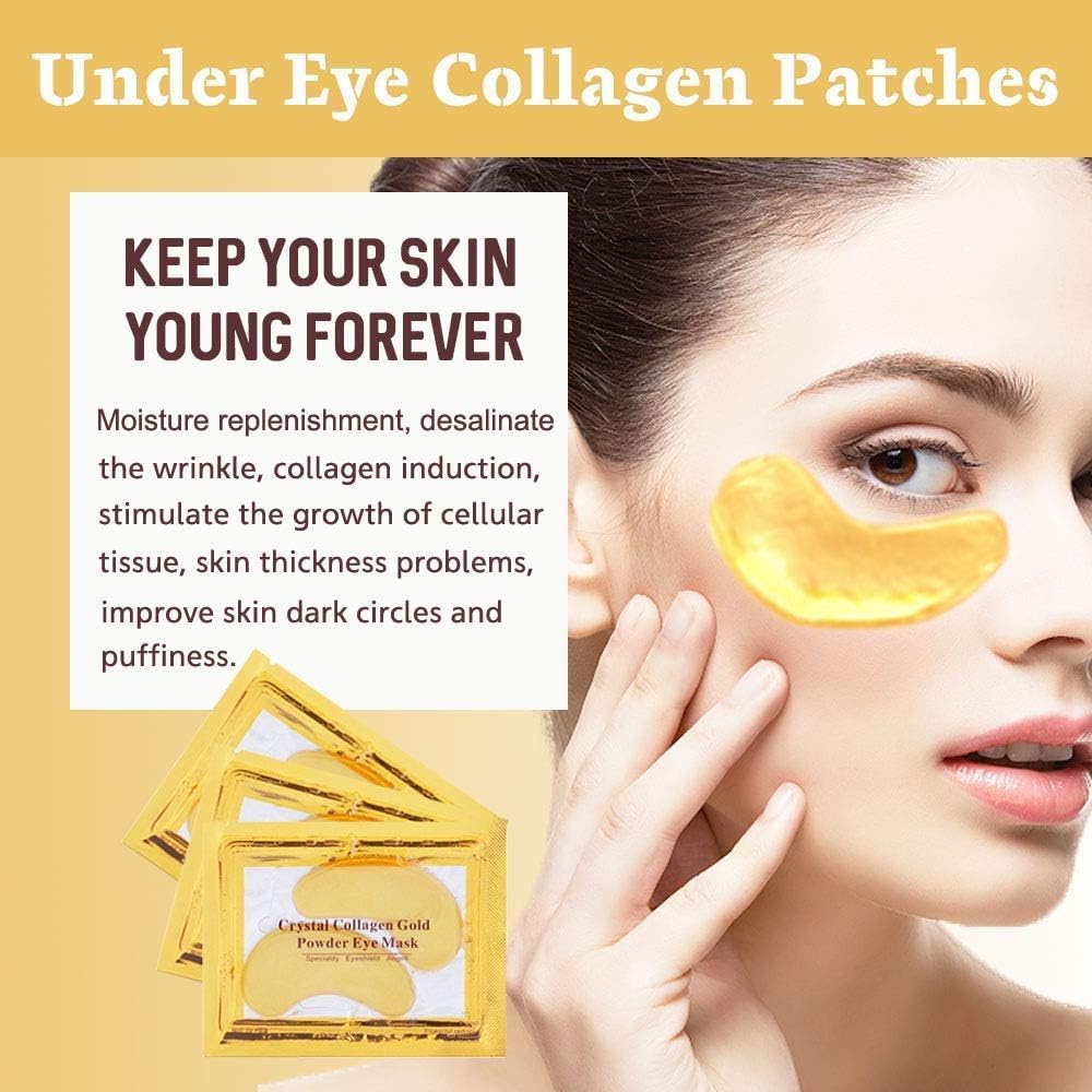 24K Gold Under Eye Collagen Patches, 30 Pairs