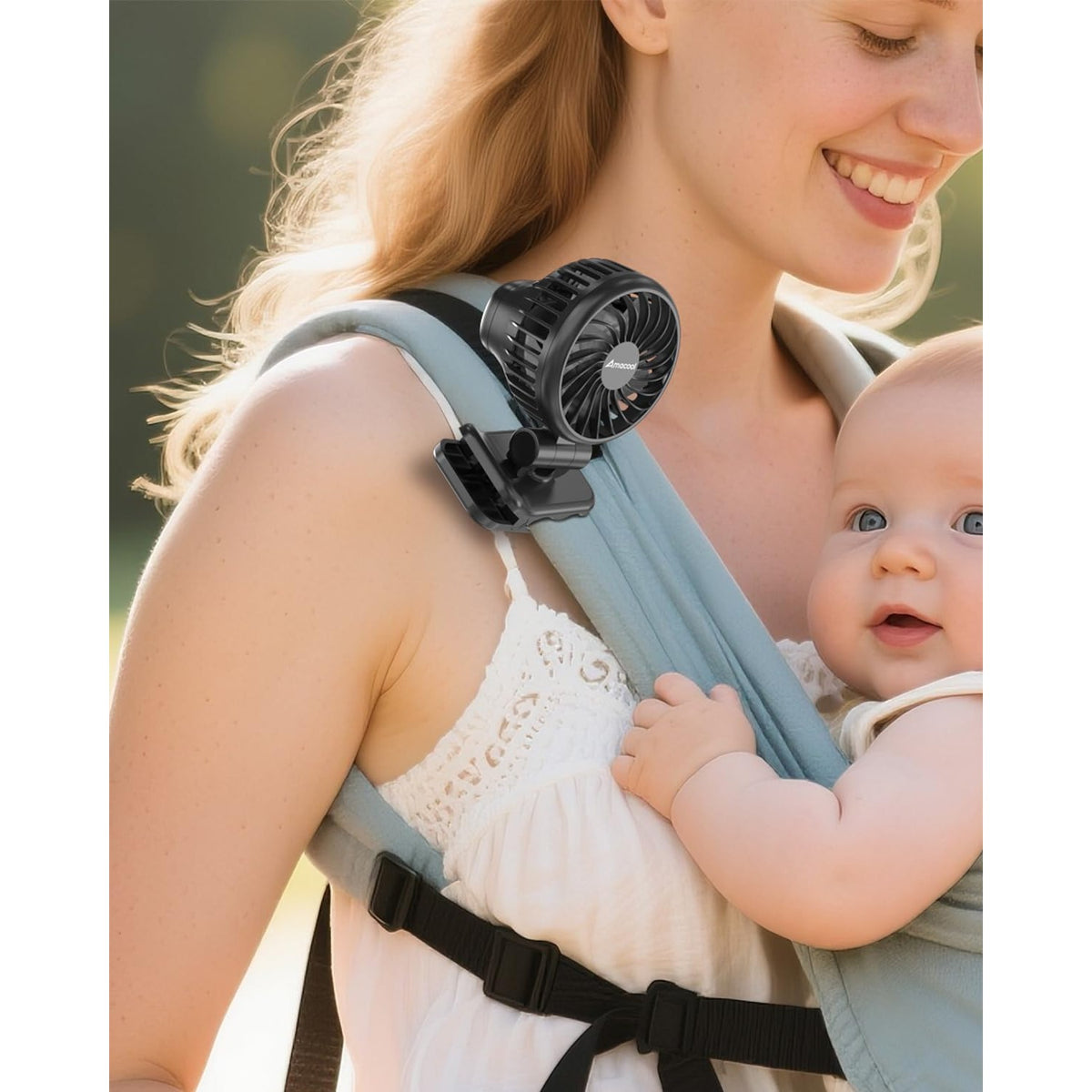 AMACOOL Mini Baby Fan with Clip for Carrier Stroller, Ultra Light 0.24 lb