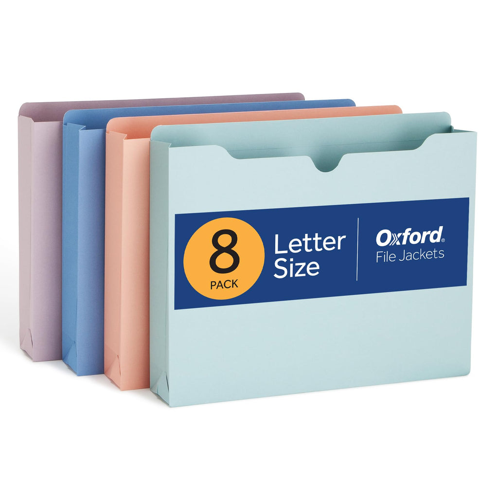 Oxford Expanding File Folders, 8 Pack, Closed Sides, Expands 2", 4 Pastel Colors, Letter Size (8.5" x 11"), Color-Coding for School, Office & Home Document Organization