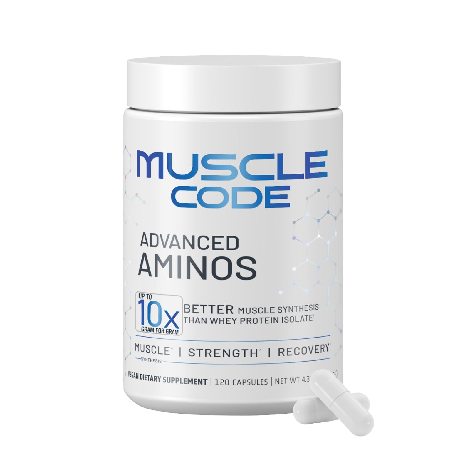 NAUTILUS Muscle Code Essential Amino Acid Capsules – Muscle Synthesis & Repair & Strength – Unflavored – 60 Servings – Clinically Studied – 0g Sugar, Keto, Vegan, Gluten Free, Dairy Free