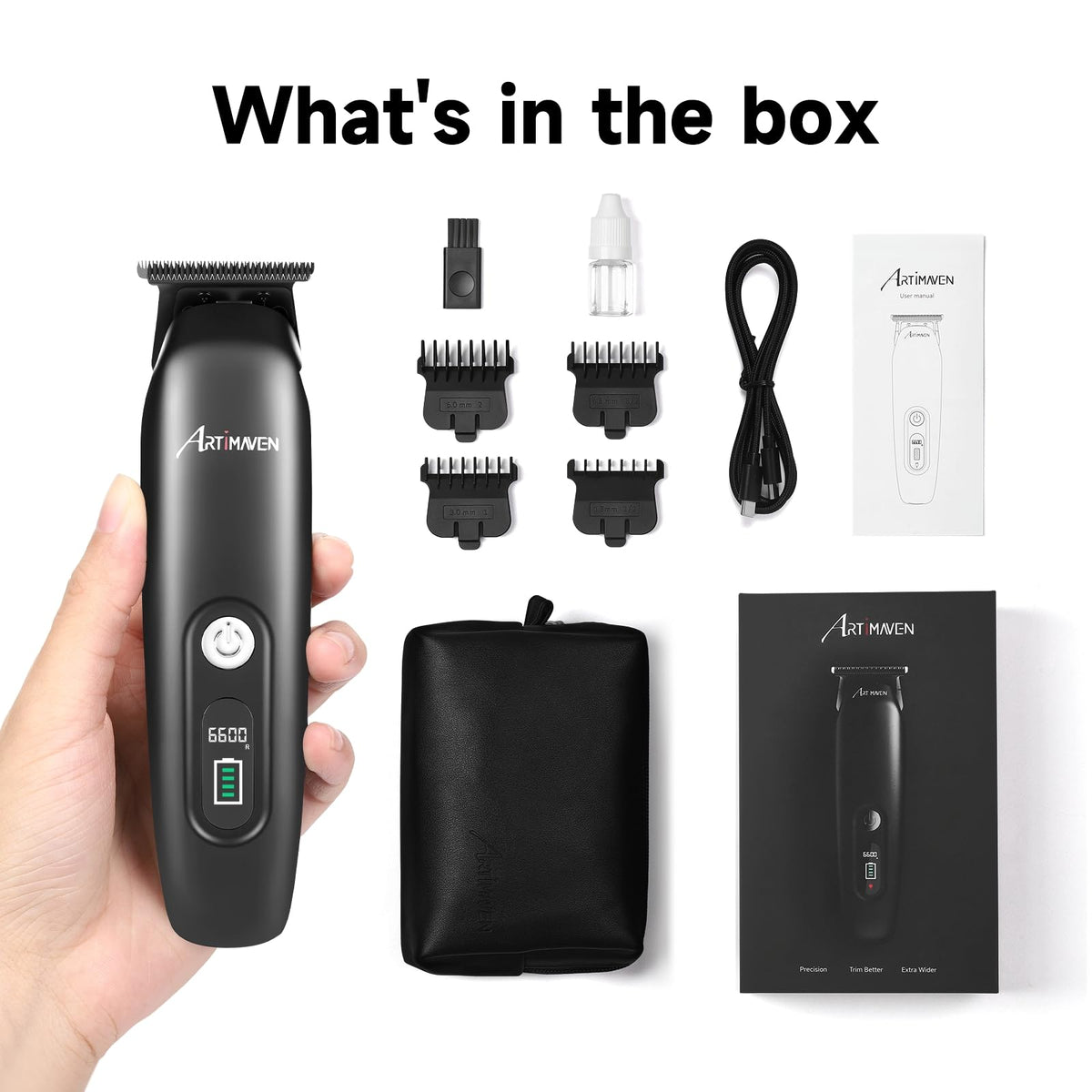 Beard Trimmer for Men, Cordless Hair Clipper & Beard Trimmer Kit, USB-C Rechargeable, DLC Precision Blade, 150-Min Runtime, Compact Travel Grooming Set, Gift for Men with Toiletry Bag