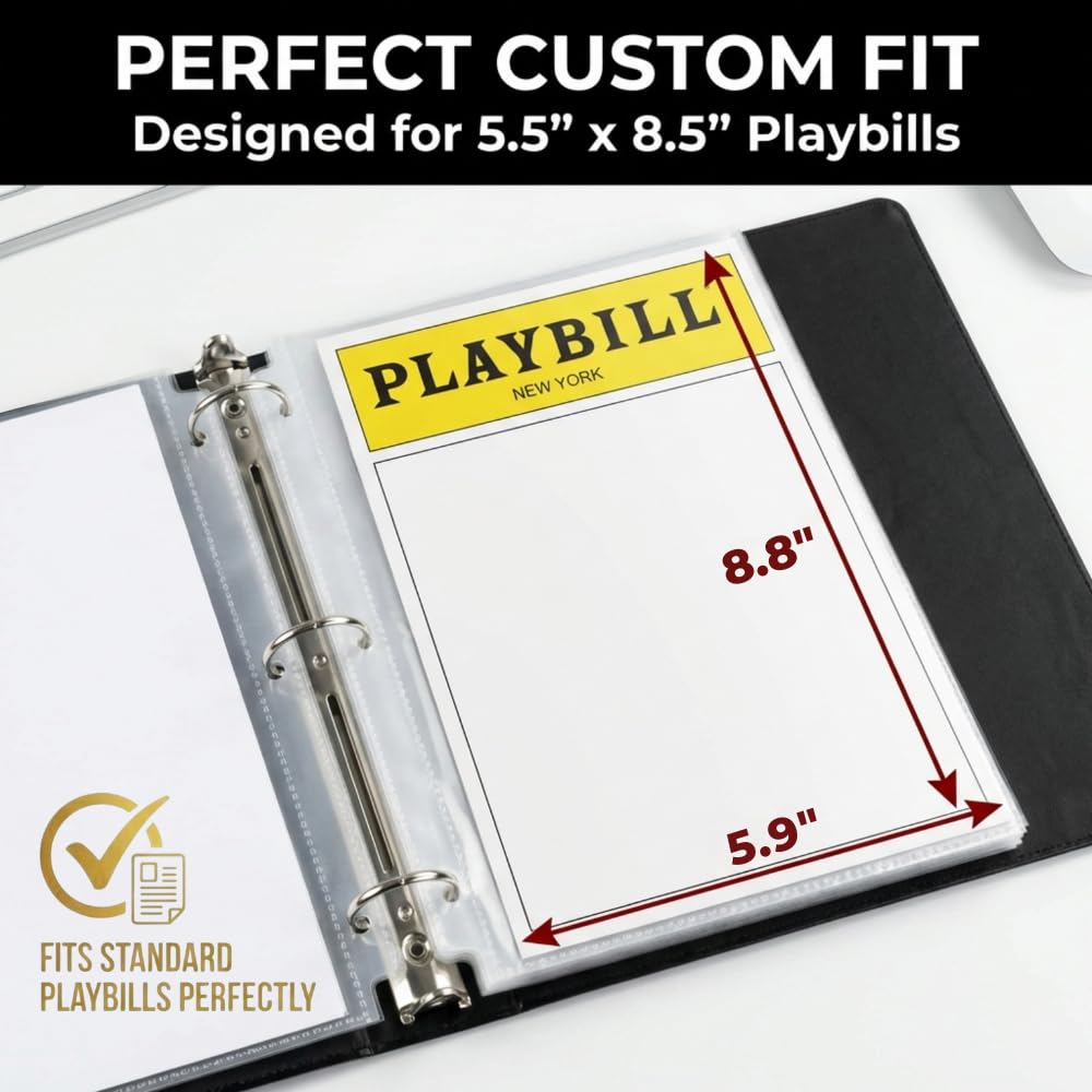 Playbill Binder with Sleeves, Broadway Showbill Organizer Gifts for Theater