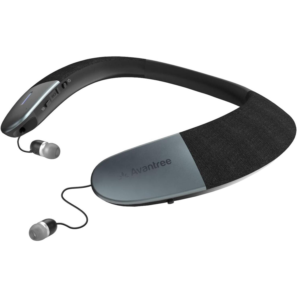 Buy now Avantree Torus Wearable Wireless Neck Speaker, Bluetooth 5.0, aptX HD, Low Latency, Personal Neckband Speakers with Retractable Earbuds, Superb Audio Quality, 3D Surround Stereo for Music TV (NB05) at indiglob india