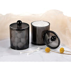 Buy now SheeChung 2 Pack of 10 Oz. Small Clear Plastic Apothecary Jar - Qtip Dispenser Holder Bathroom Vanity Storage Canister Acrylic Jar for Cotton Balls/Swabs/Rounds,Q-tips (Black) at indiglob india