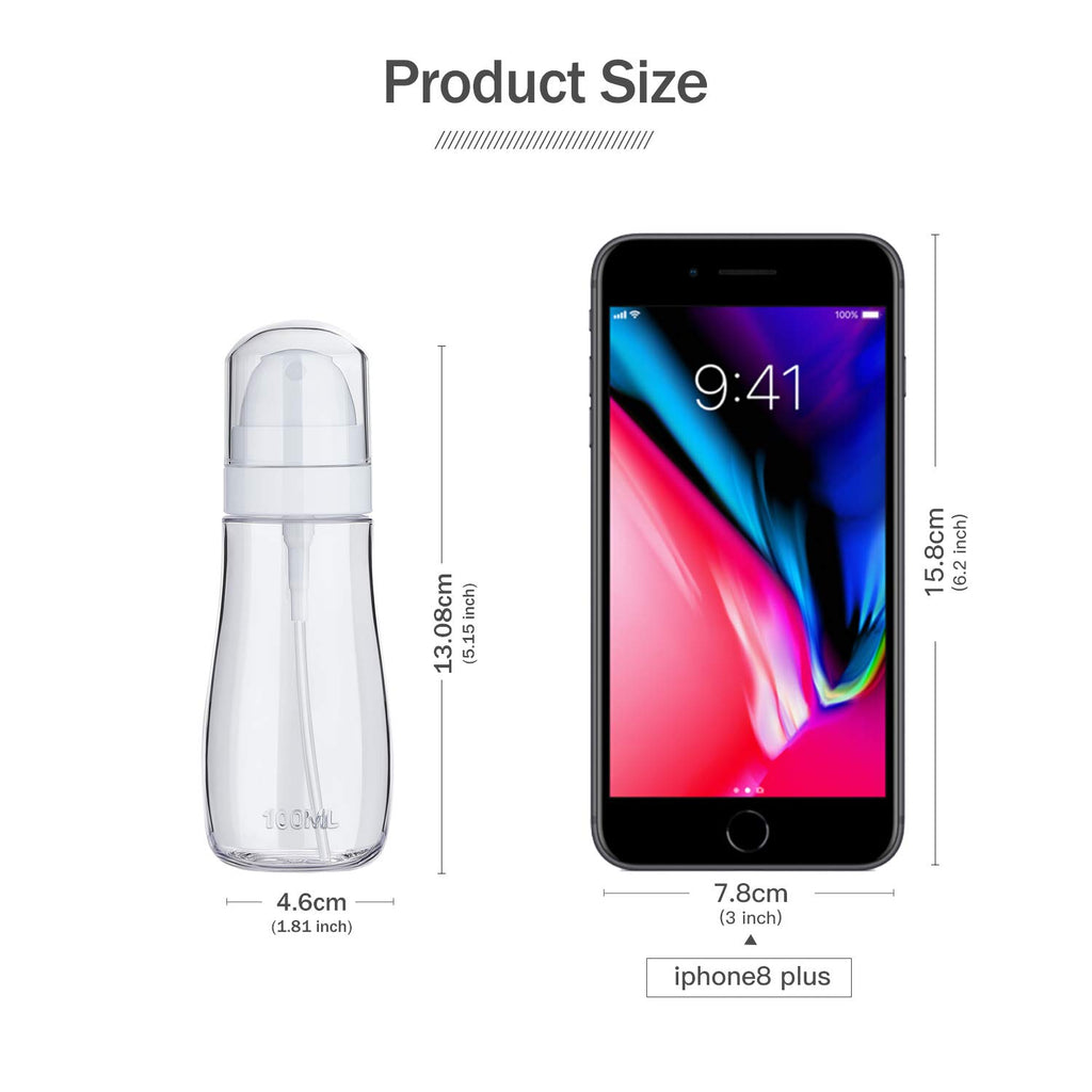Yolaist Small Spray Bottle with Fine Mist, 2 Pack 3.4oz/100ml TSA Approved Travel Size, Refillable Empty Mister Spray Bottles for Hair, Face, Plants, Cleaning, Cosmetics & Essential Oils