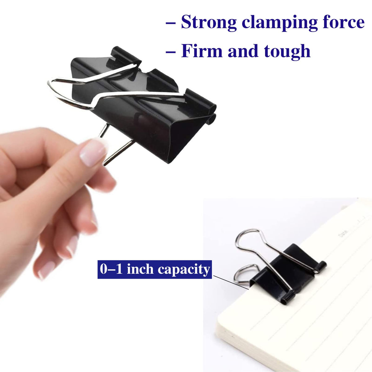 Large Binder Clips 2 Inch (72 Pack), Extra Large Binder Clips Big Paper Clamps Giant Clips for Office and Home Supplies, Black