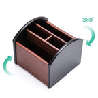 MaxGear Remote Control Holder Caddy, Wooden Desk Organizer, 4 Compartments