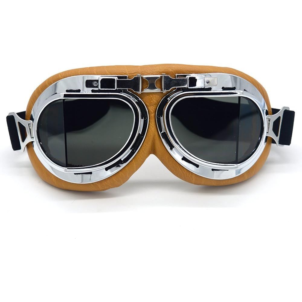 Buy now evomosa Motorcycle Goggles Vintage Pilot Style Cruiser Scooter Goggle Outdoor Sand Goggles Bike Racer Cruiser Touring Eyewear for Half Helmet Silver Smoke at indiglob india