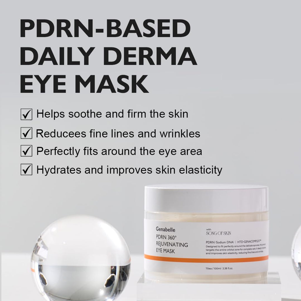 Genabelle PDRN 360° Rejuvenating Eye Mask – Full Eye Area Eye Patches for Hydration, Firming & Elasticity with PDRN & Peptides – Targets Dark Circles, Puffiness & Fine Lines, Glass Skin – 3.38 fl oz.