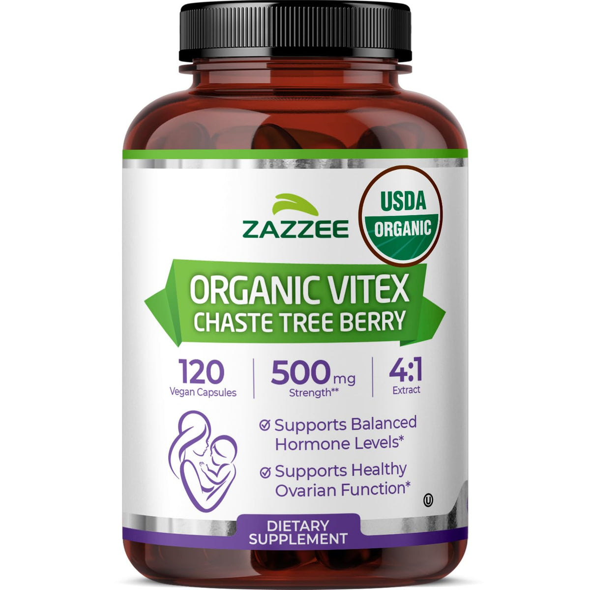 Zazzee USDA Organic Vitex Chasteberry, 120 Vegan Capsules, 4 Month Supply