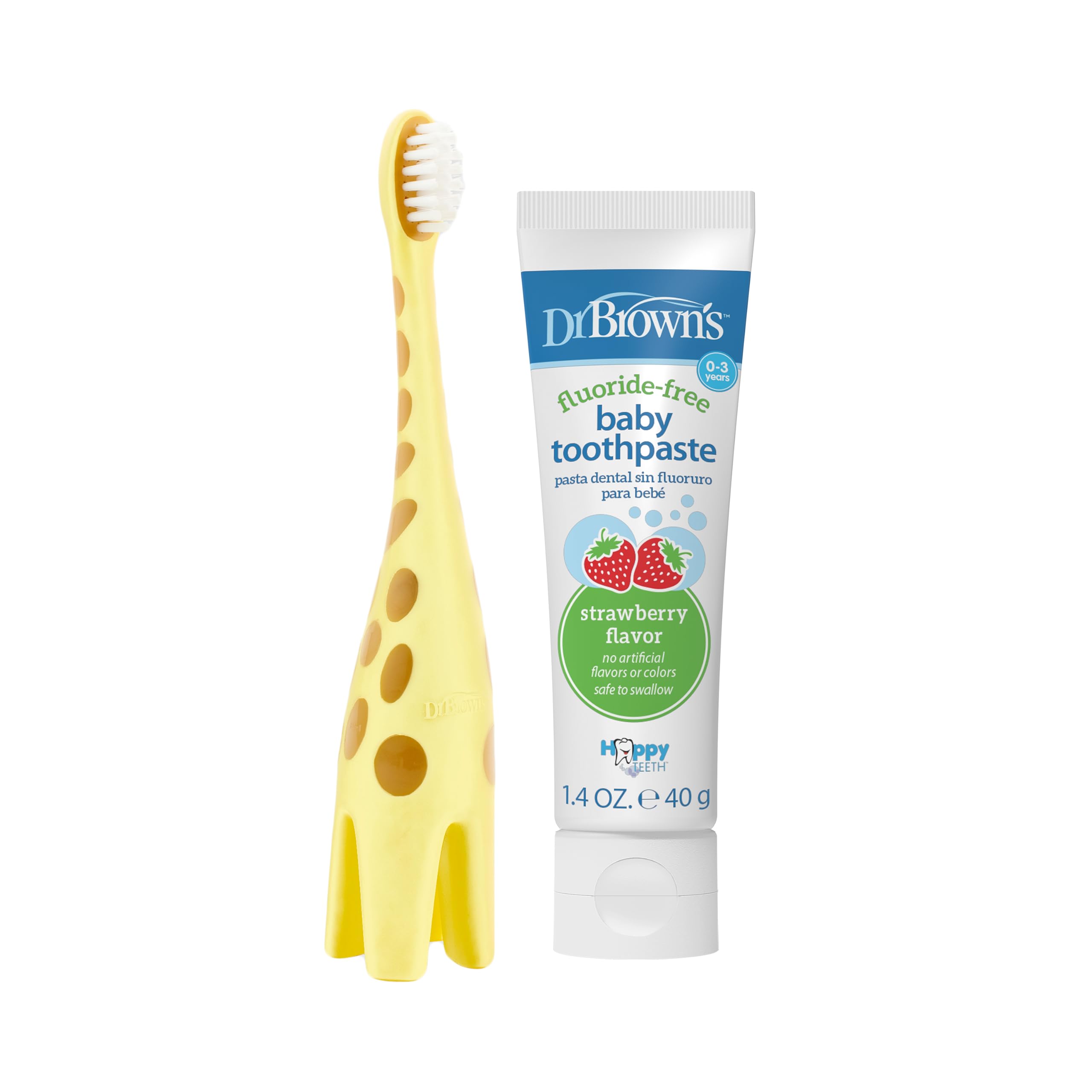 Buy now Dr. Brown's Infant-to-Toddler Toothbrush, Giraffe & Strawberry Toothpaste Set at indiglob india