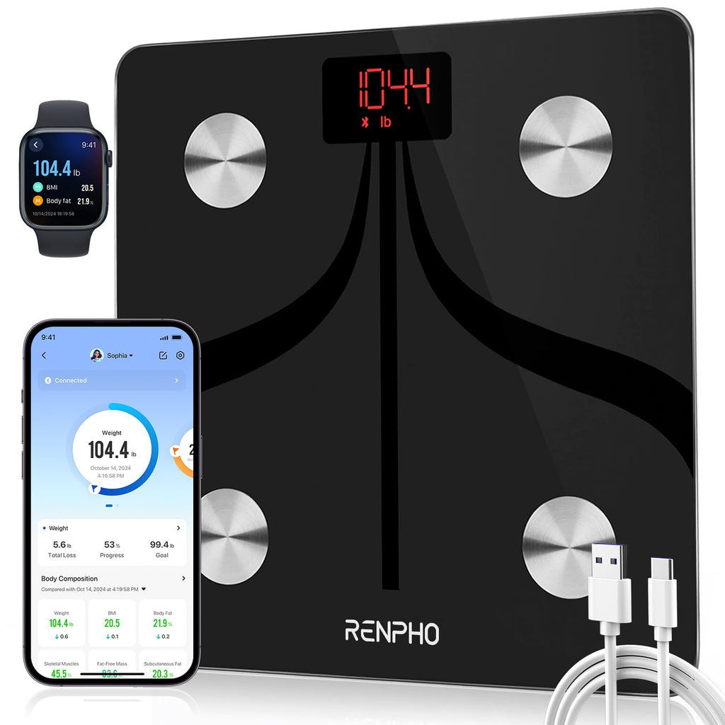 RENPHO Elis 1 Smart Scale, USB-C Rechargeable, 13 Body Metrics, 400lbs