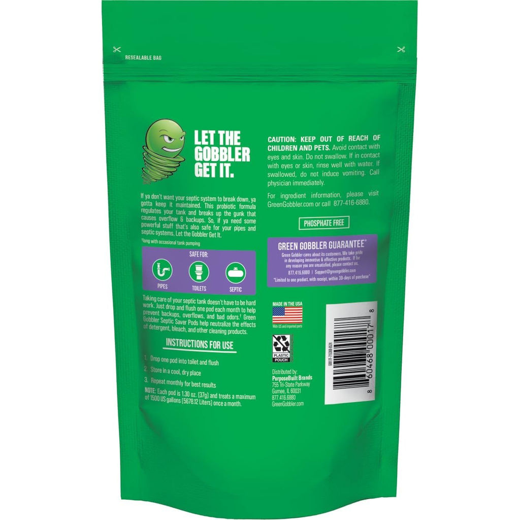 Buy now Green Gobbler Septic Tank Enzyme Treatment Packets, 6 Month Supply - Powerful & Natural Bacteria to Prevent Costly Septic Issues, Back-Ups at indiglob india