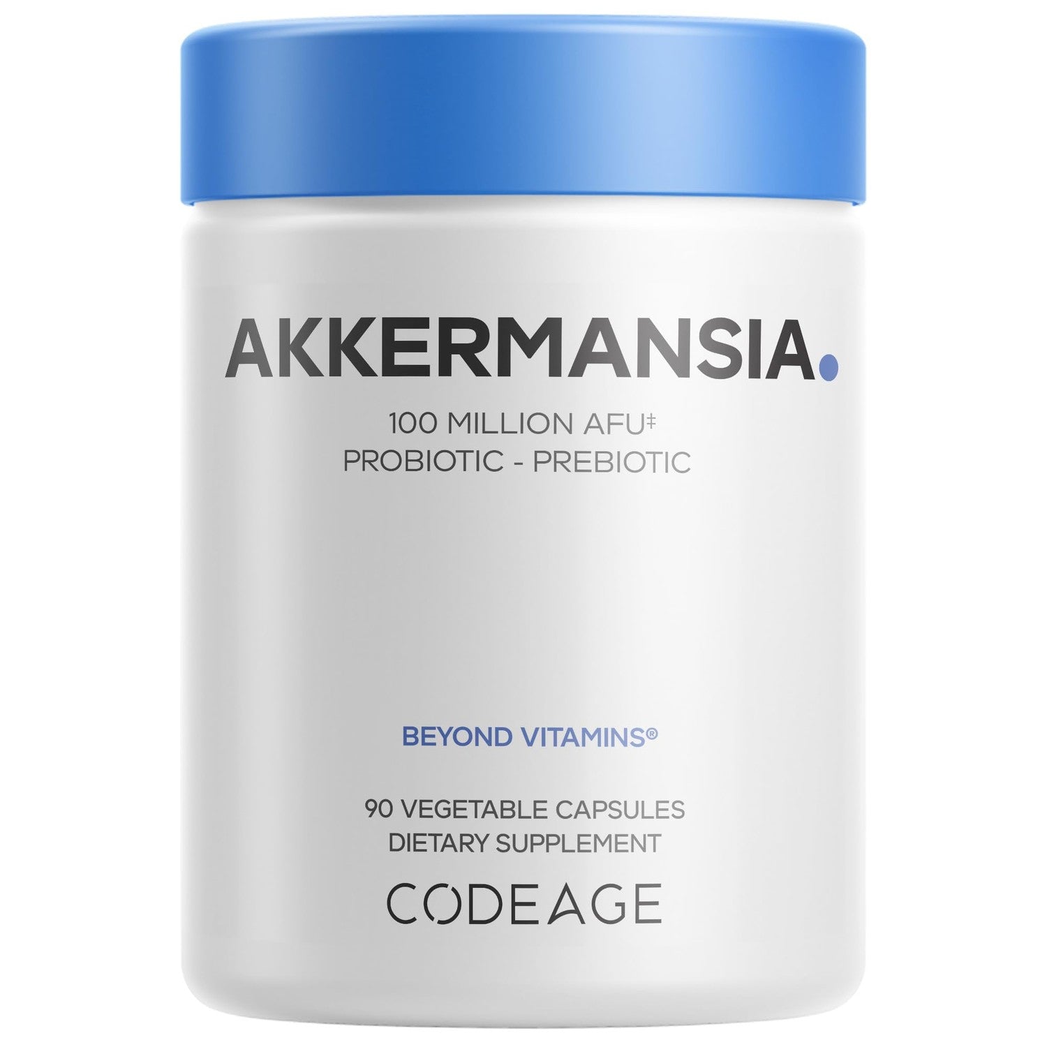 Codeage Akkermansia Muciniphila, 100M AFU, Chicory Inulin, 90 Capsules | Akkermansia muciniphila 100 million AFU with chicory inulin prebiotic. Three-month supply, 90 shelf-stable capsules.