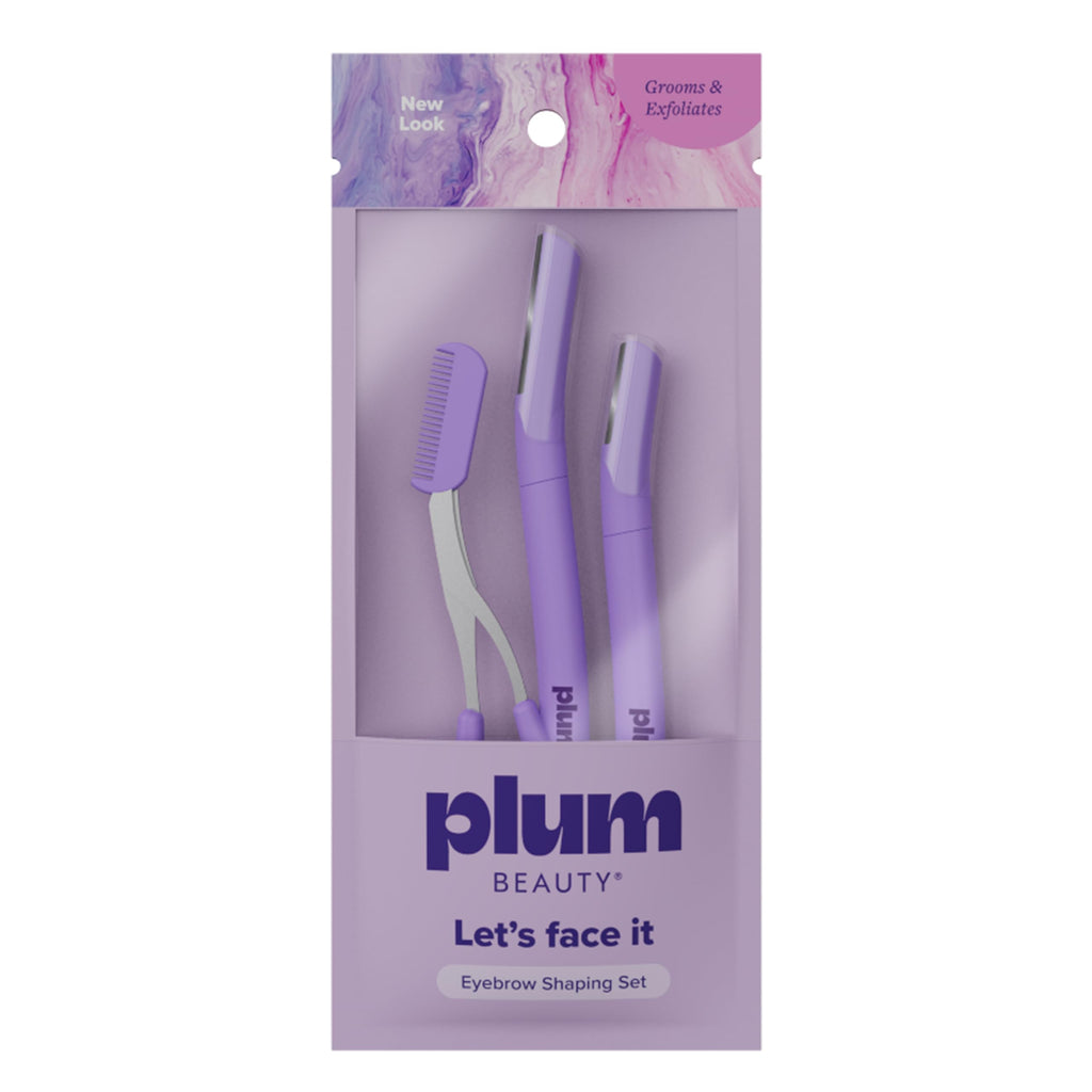 Plum Beauty Eyebrow Shaping Set – 2 Razors & Trimming Scissor with Brush