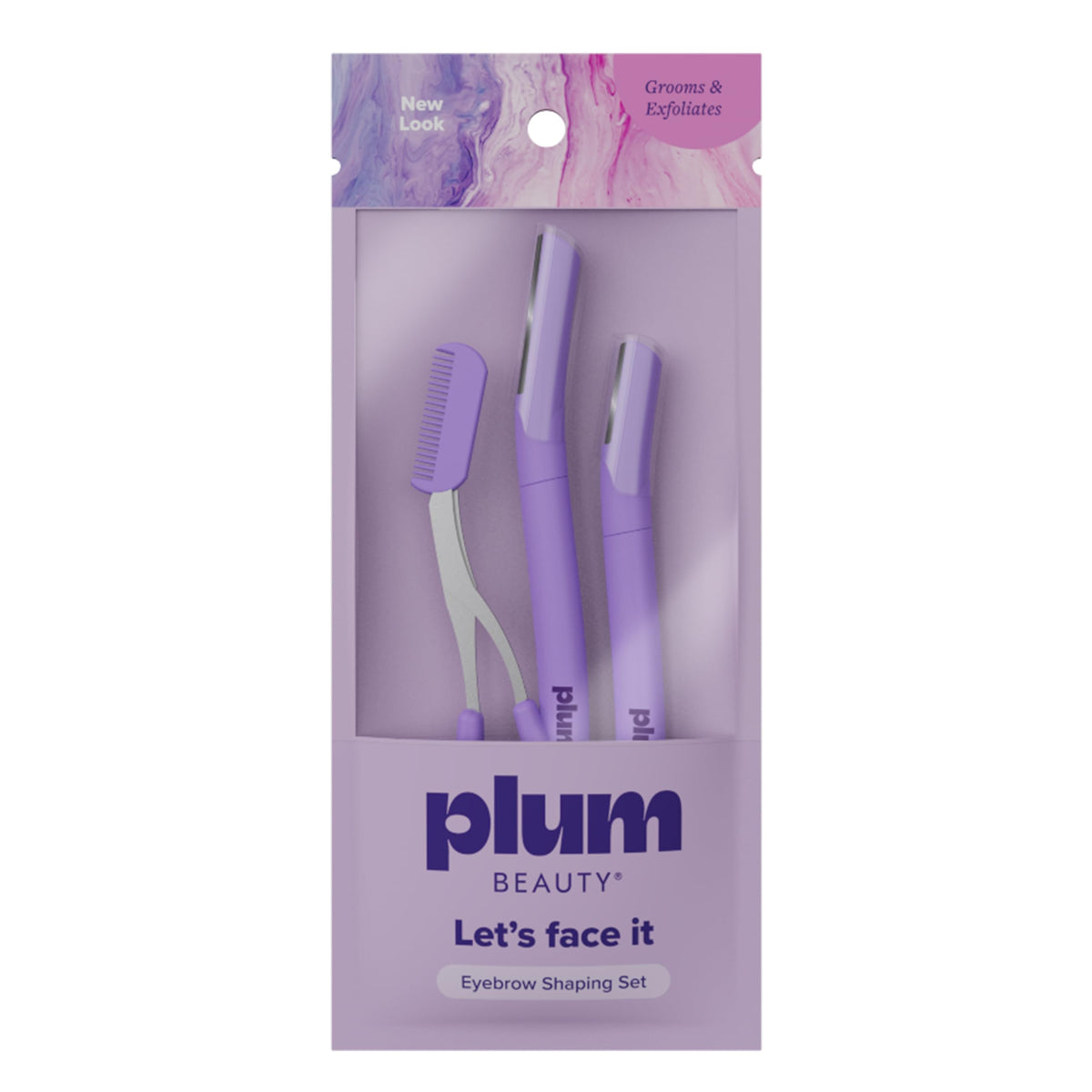Plum Beauty Eyebrow Shaping Set – 2 Razors & Trimming Scissor with Brush