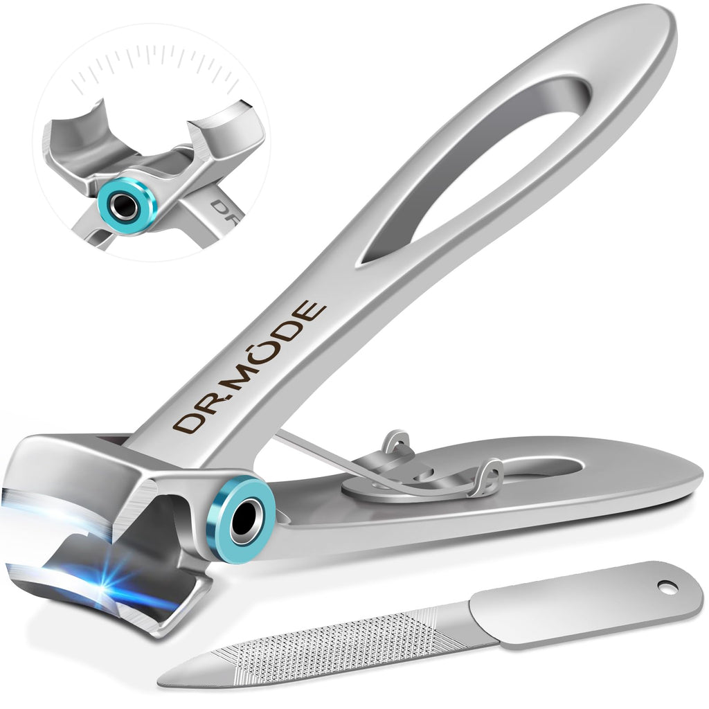 DRMODE Nail Clippers for Thick Nails Angled Head | Toenail Clippers for Thick Toenails Wide Jaw Opening, Sharp Toe Nail Clipper Cutter for Men with Catcher,Large,Heavy Duty