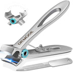 DRMODE Nail Clippers for Thick Nails Angled Head | Toenail Clippers for Thick Toenails Wide Jaw Opening, Sharp Toe Nail Clipper Cutter for Men with Catcher,Large,Heavy Duty