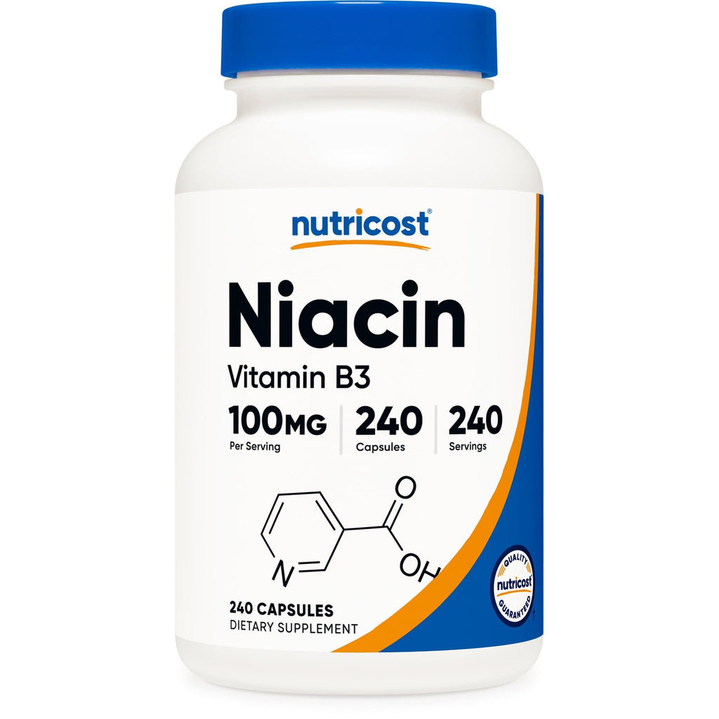 Nutricost Niacin (Vitamin B3) 100mg, 240 Capsules, with Flushing | GMO-Free, Gluten Free