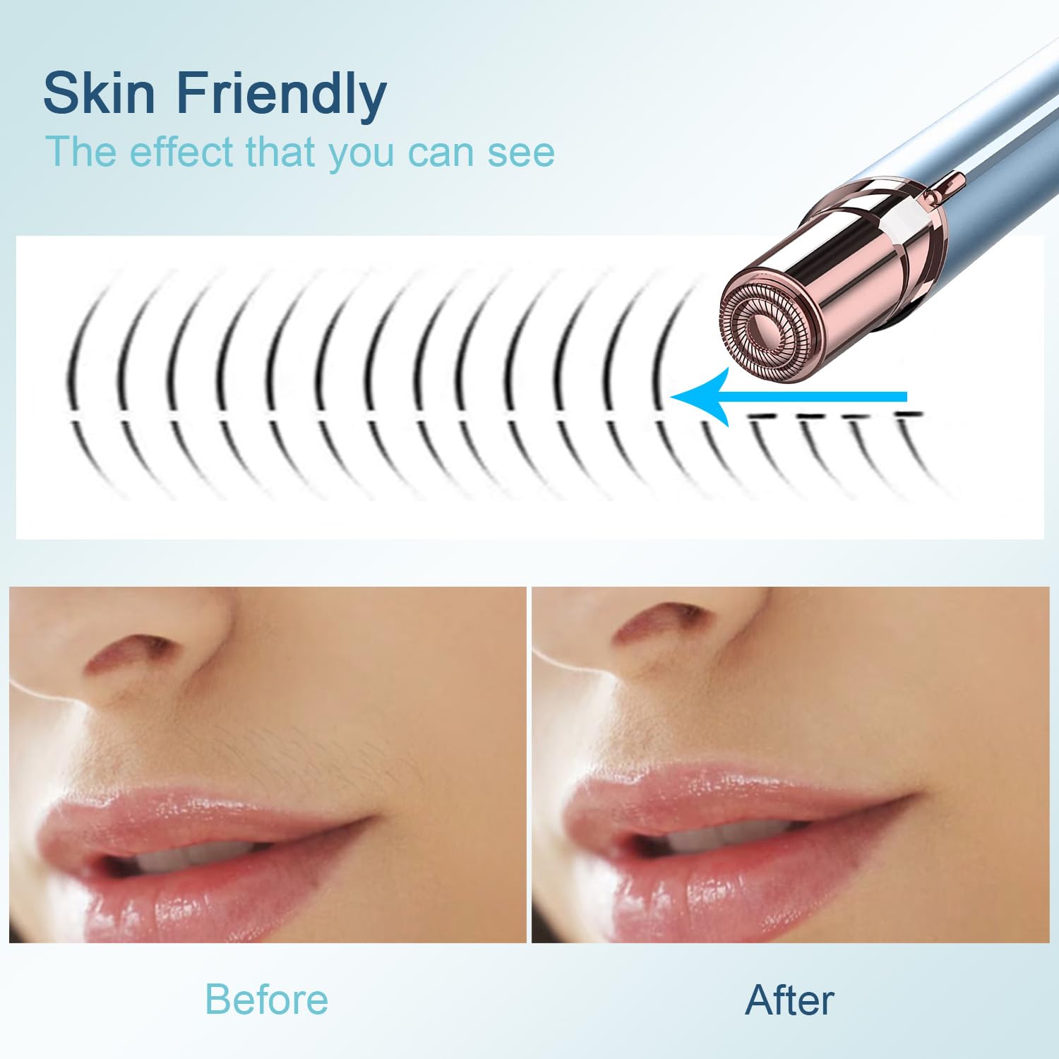 innobeaut Painless Electric Facial Hair Remover for Women, USB Rechargeable | LED reveals fine hairs, Portable face shaver for upper/lip/chin/peach fuzz, Facial hair removal for women,Blue Device only
