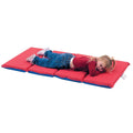 Children's Factory Angels 2 Inch Thick Toddler Nap Mat, Red and Blue, 4 Section Waterproof, for Preschools and Daycares