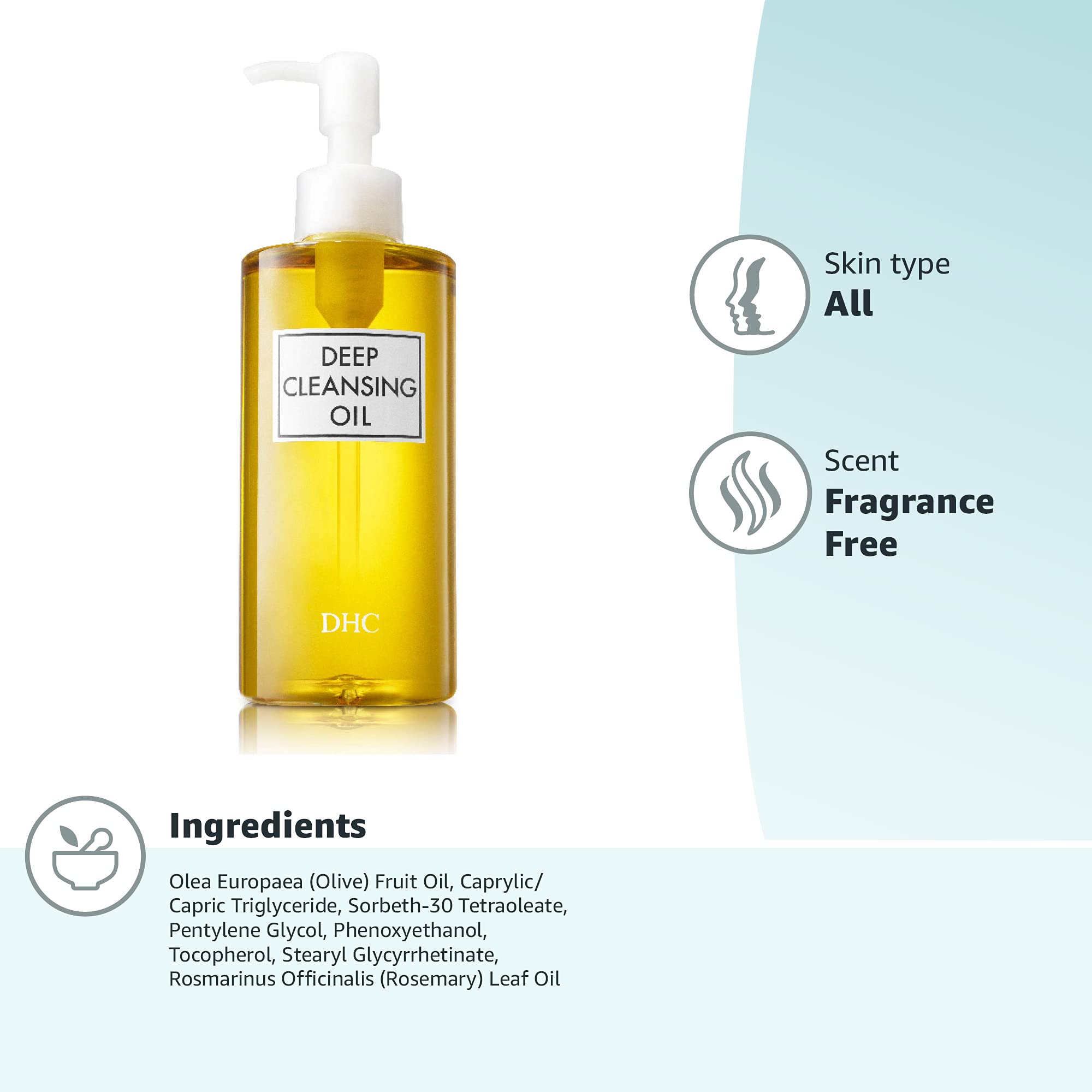 DHC Deep Cleansing Oil, Makeup Remover, Gentle Oil Cleanser, 6.7 oz | Facial Cleansing Oil, Blackhead Remover, Cleanses without Clogging Pores, Residue-Free, Fragrance and Colorant Free