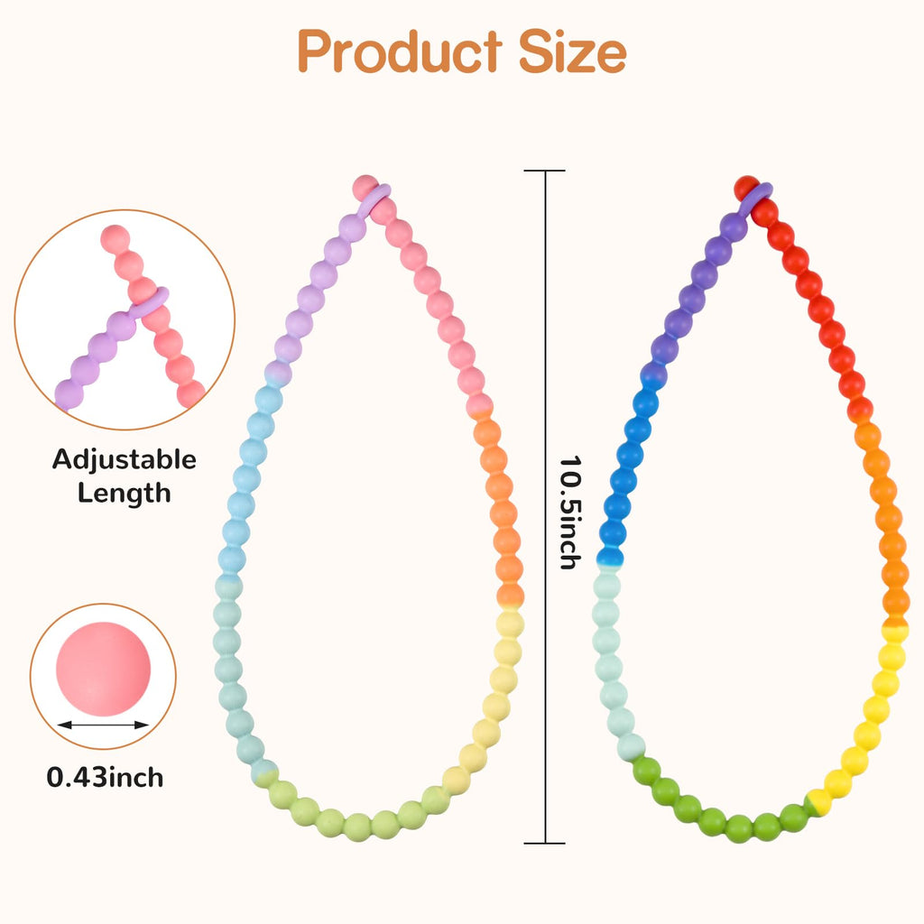Chew Necklaces for Sensory Kids 2 Pack, One-Piece Silicone Sensory Chew Necklaces for Autism & ADHD, Chew Fidget Chewlry for Kids & Adults, Prevent Nail Biting Necklace for Toddler Boys & Girls