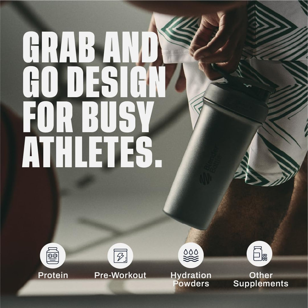 BlenderBottle Sport Sleek Stainless Steel Shaker Bottle 25 oz Black