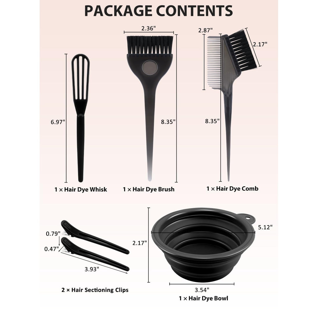 YOOVR 6pcs Hair Dye Bleach Kit with Hair Dye Brush and Bowl Set