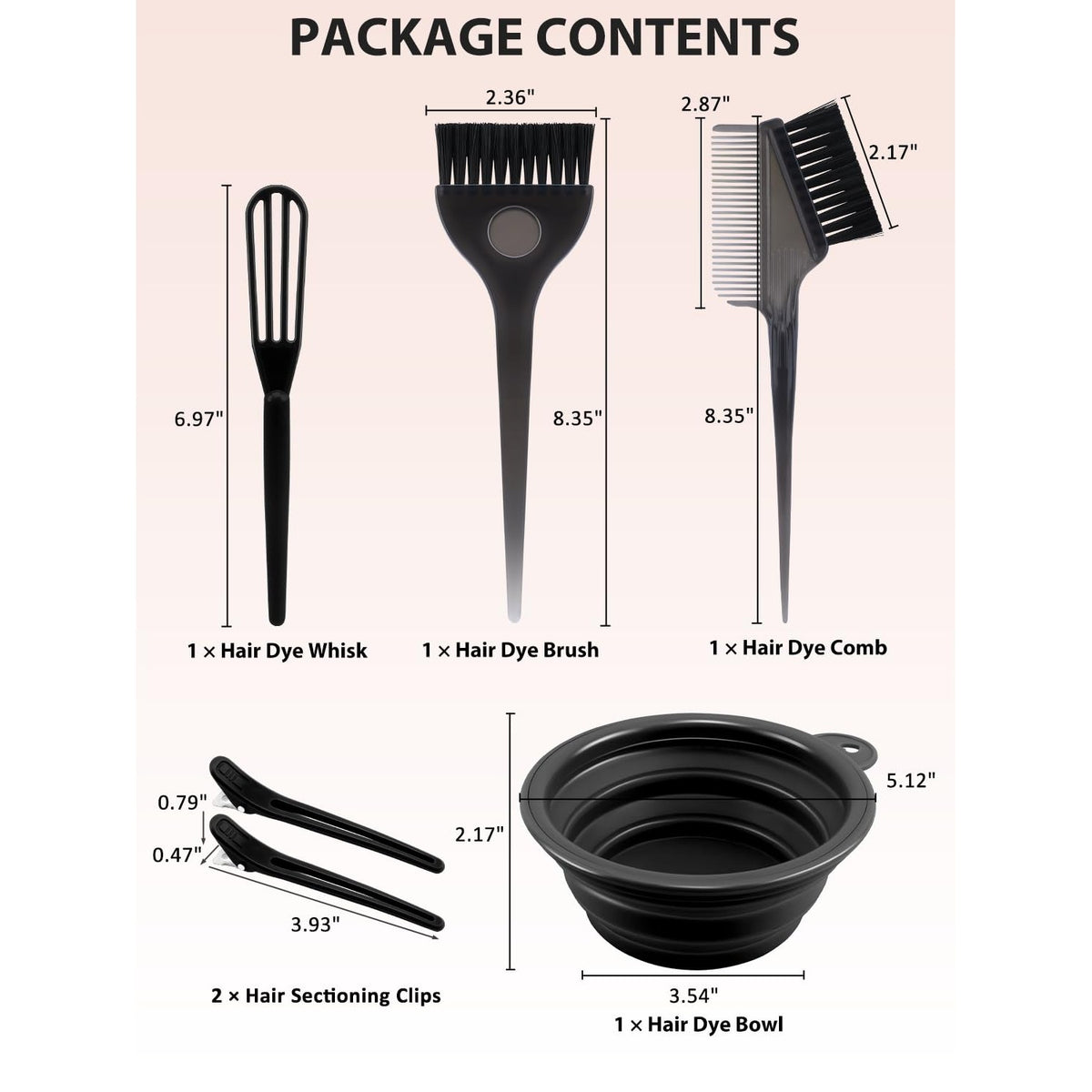 YOOVR 6pcs Hair Dye Bleach Kit with Hair Dye Brush and Bowl Set