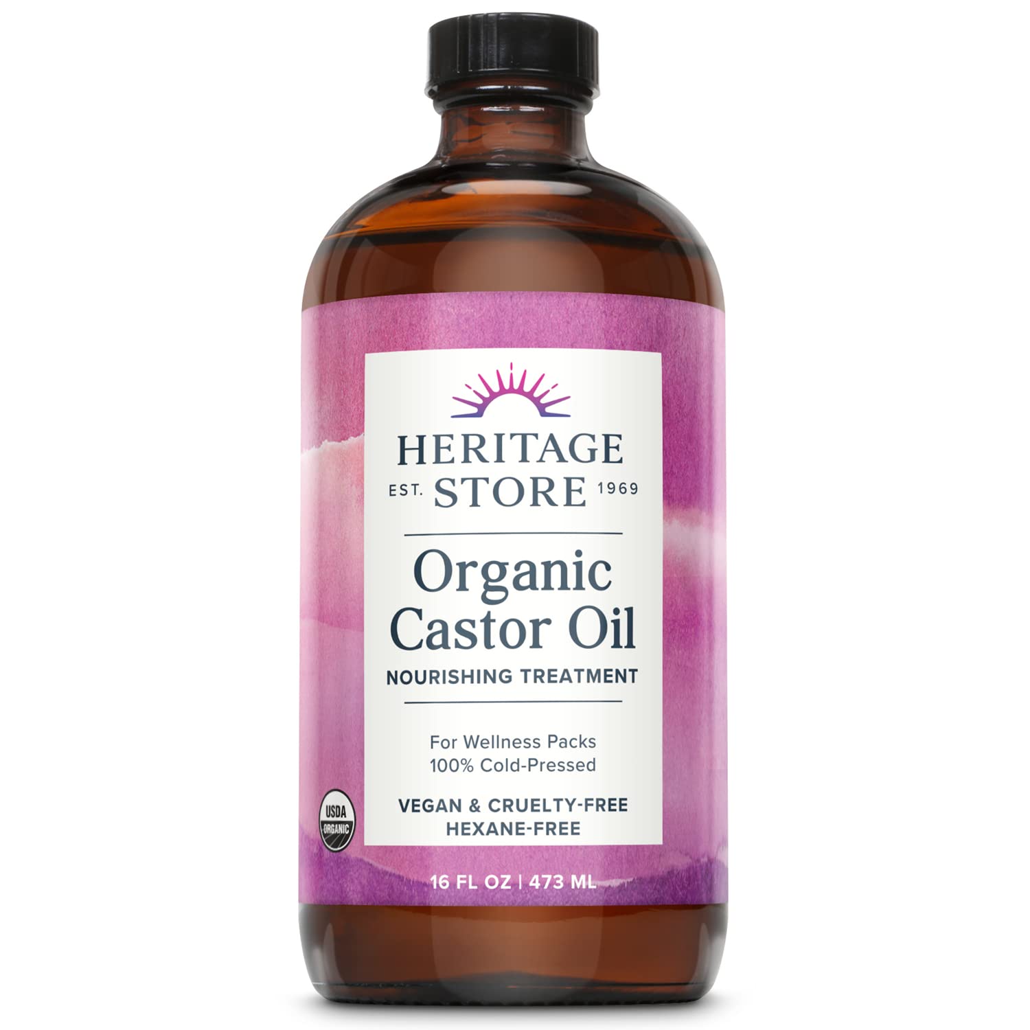 Buy now HERITAGE STORE Organic Castor Oil - Glass Bottle - Nourishing Treatment for Hair and Skin - Eyelash Serum for Eyelashes, Brows, Castor Oil Packs - Cold Pressed, Hexane Free, Vegan 16oz 16 Fl Oz (Pack of 1) Unscented at indiglob india