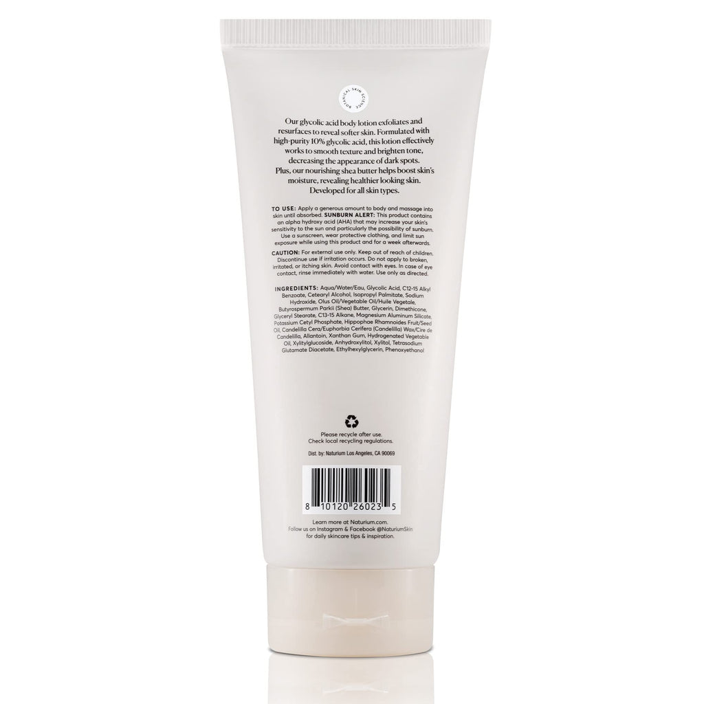 Naturium The Smoother Glycolic Acid Body Lotion, Resurfacing & Exfoliating Treatment, with 10% Glycolic Acid, 8 oz