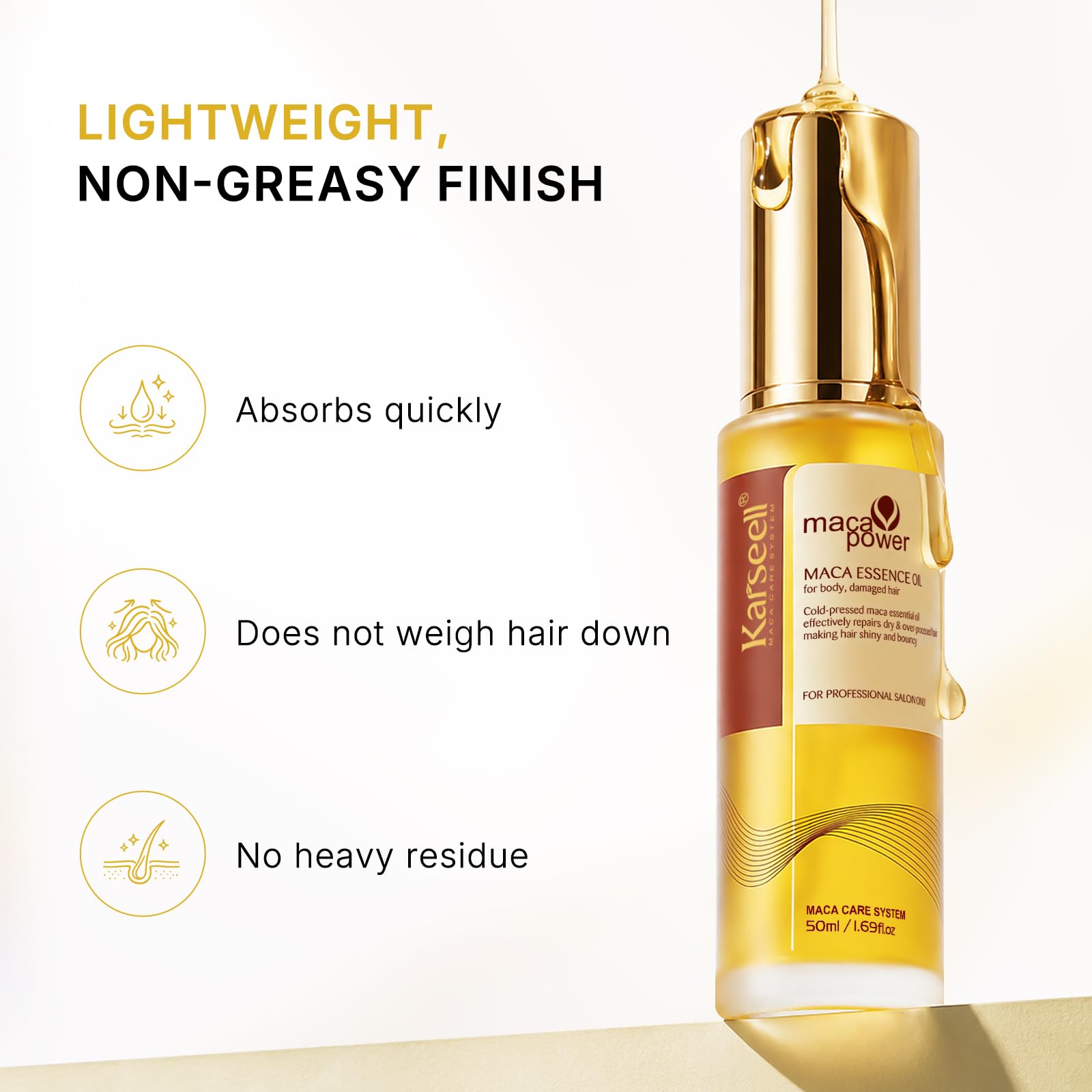 Karseell Moroccan Argan Oil 1.69 floz | for Hair Healing Cold Pressed Weightless Argan Oil Hair Serum for Dry Damaged Hair 50ml