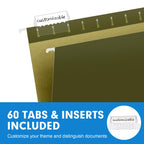 Hanging File Folders, RAZCC 60 Pack Reinforced Hanging Folders Legal Size, Designed for Bulky Files, Filing Cabinet, Adjustable Tabs, Green