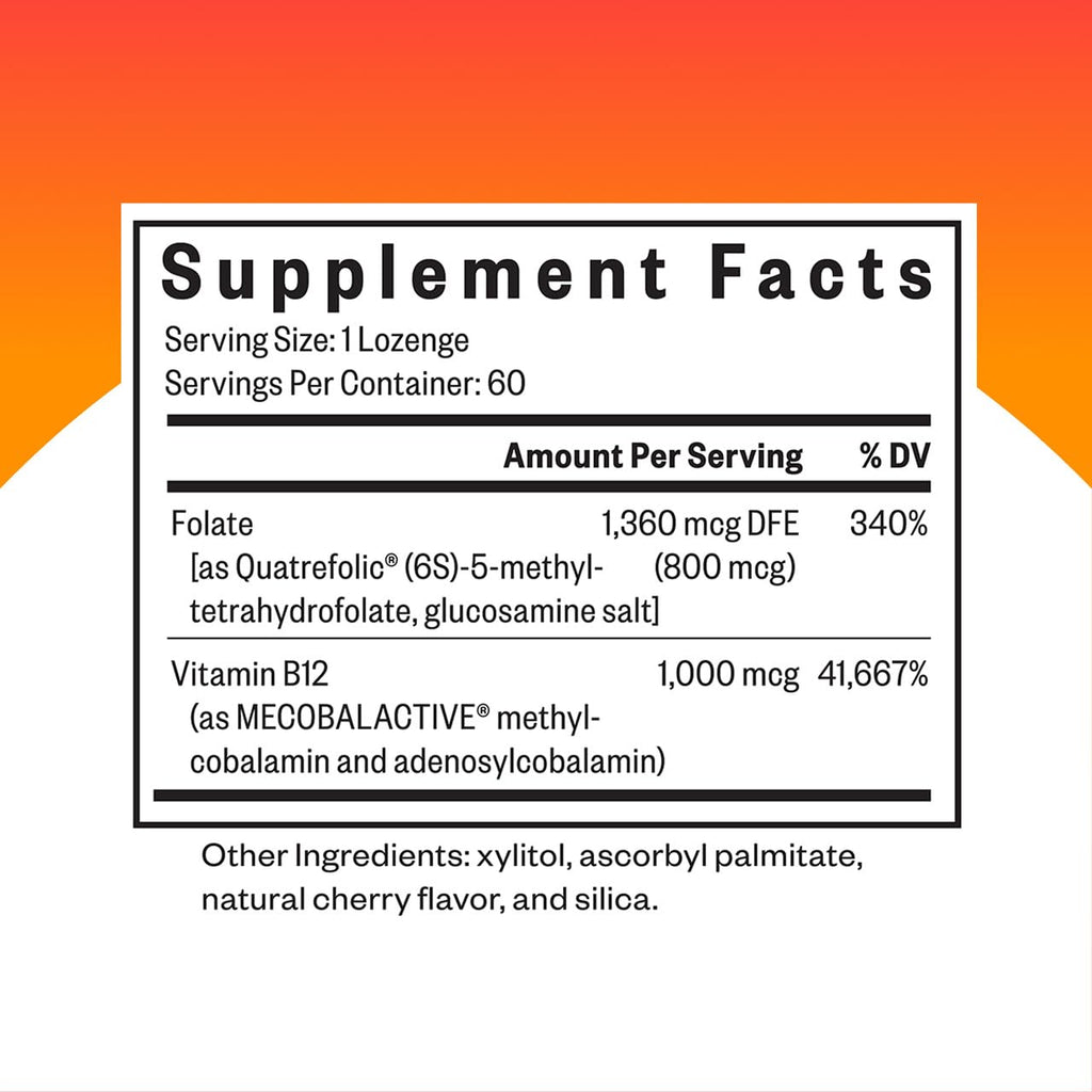 Seeking Health Methyl B12 with L-Methylfolate - MTHFR Support Supplement - Methylation Support Supplement - Lozenges to Support Brain Health & Energy - 60 Lozenges