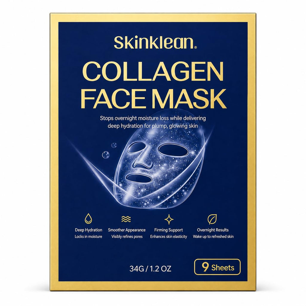 SkinKlean Collagen Face Mask 9 Pack,Hydrating Sheet Masks for Women