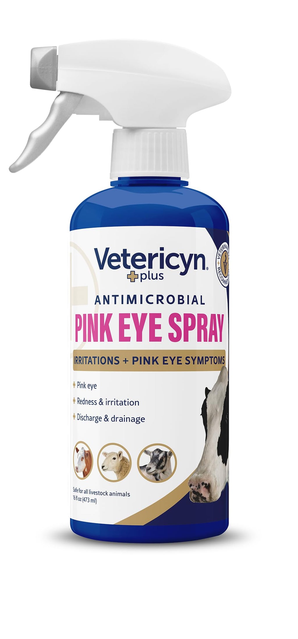 Vetericyn Plus Livestock Pink Eye Spray | Conjunctivitis Relief for Animals, Safe and Non-Toxic Formula to Relieve Redness, Irritation, and Discharge. 16 Ounces