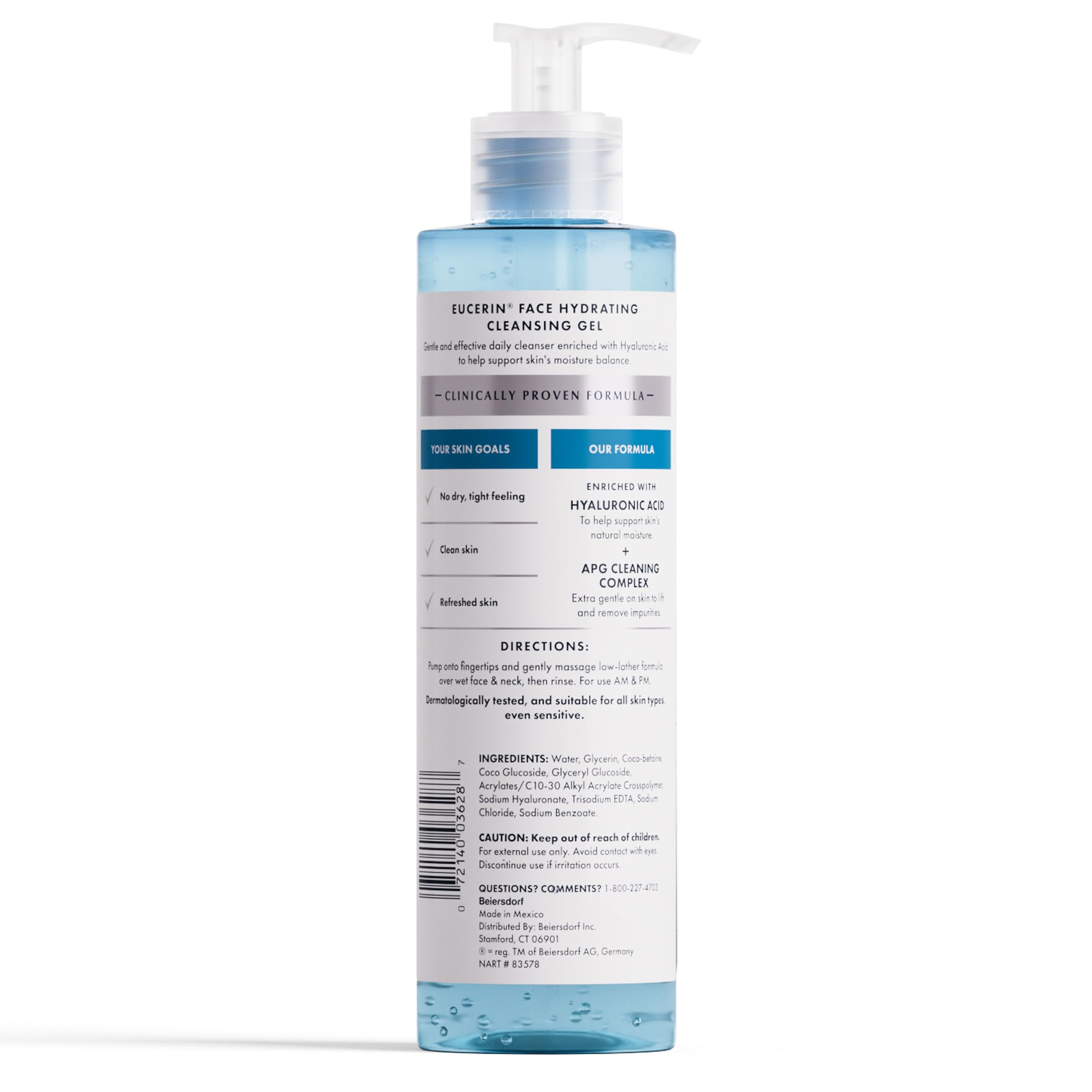 Eucerin Gentle Cleansing Hydrating Gel Cleanser, 13.5 Fl Oz Bottle