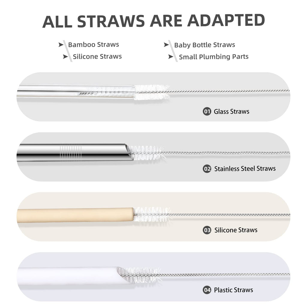 9-Piece Straw Cleaner Brush Kit - for Stanley Mug 40, 30, 20 oz, (3-Size) Extra Long Pipe Cleaners, Straw Cleaning Brush for Tumbler, Sippy Cup, Bottle and Tube