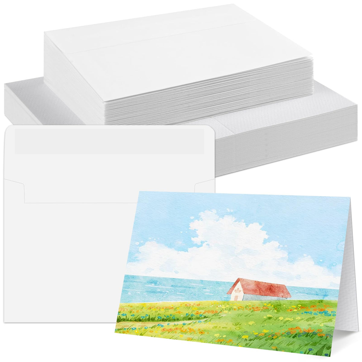 AZUREAL 30 Sets Watercolor Cards with Envelopes, 300 GSM Acid-Free Watercolor Paper Cards, Foldable Blank Watercolor Cards with Envelopes for Wedding, Invitations, Thank You Notes, DIY Projects